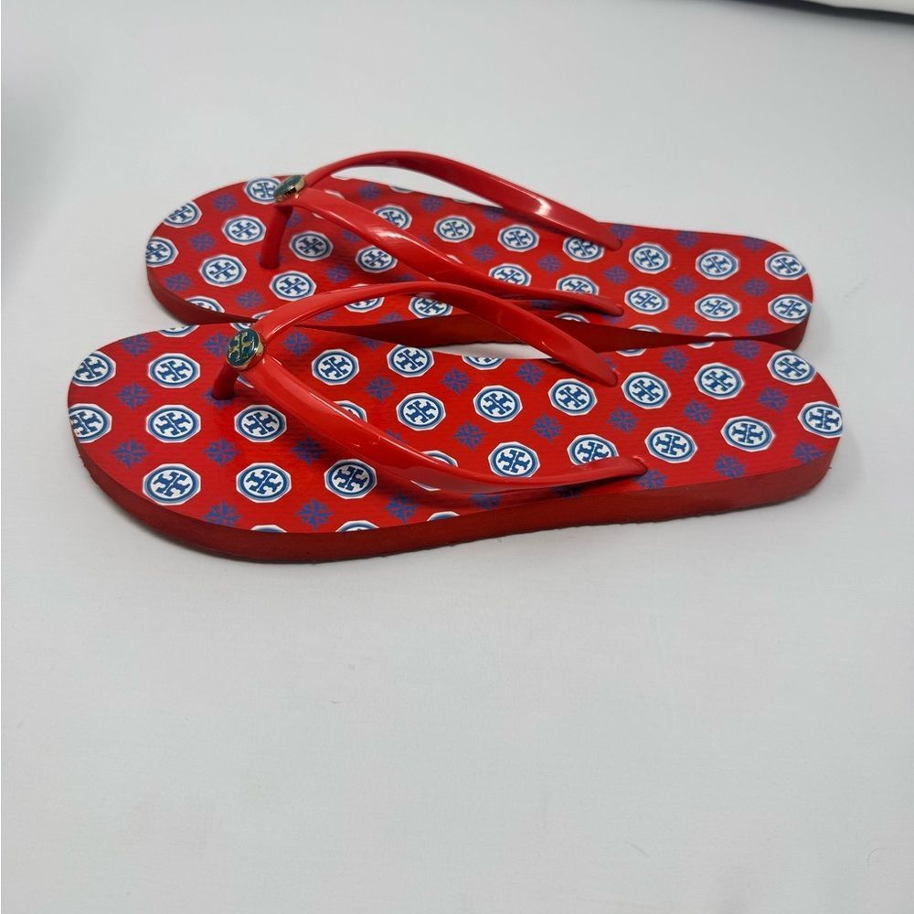 Tory Burch Red Blue Thong Flip Flops 10 - Picture 4 of 6